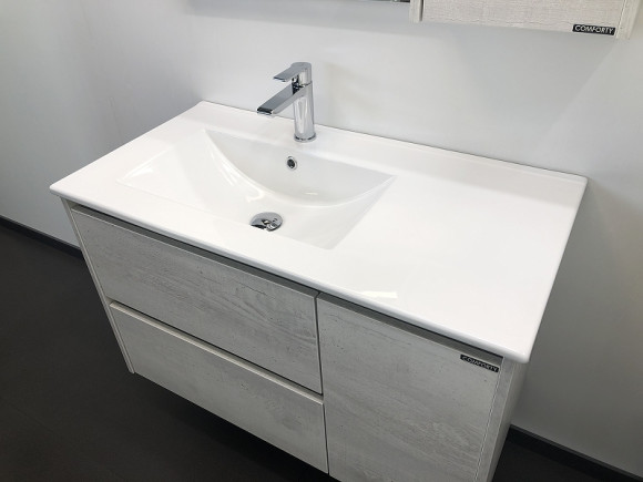 Тумба с раковиной Comforty Бремен 90 00004142375 подвесная Дуб белый