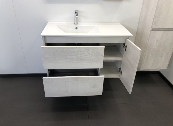 Тумба с раковиной Comforty Бремен 90 00004142375 подвесная Дуб белый