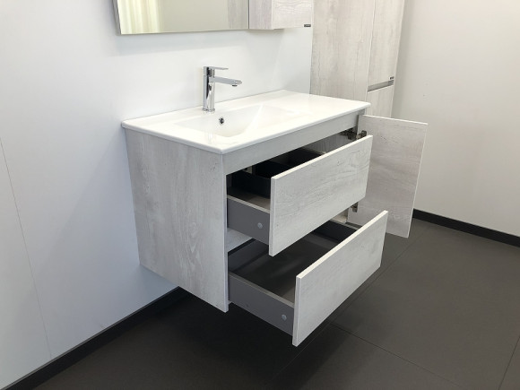 Тумба с раковиной Comforty Бремен 90 00004142375 подвесная Дуб белый