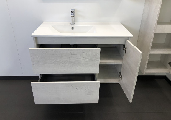 Тумба с раковиной Comforty Бремен 90 00004142375 подвесная Дуб белый