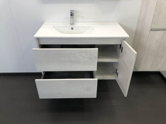 Тумба с раковиной Comforty Бремен 90 00004142375 подвесная Дуб белый