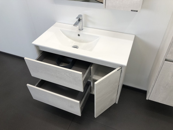 Тумба с раковиной Comforty Бремен 90 00004142375 подвесная Дуб белый