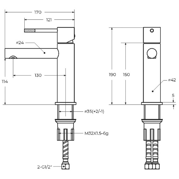 Смеситель для раковины Cezares Relax RELAX-LS2-BORO Брашированное золото