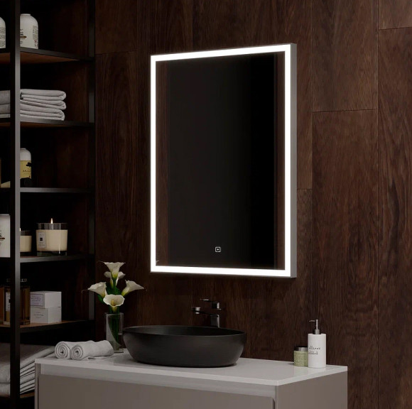 Зеркало Континент Life 800х1200 ЗЛП2703 с подсветкой Серебро с сенсорным выключателем