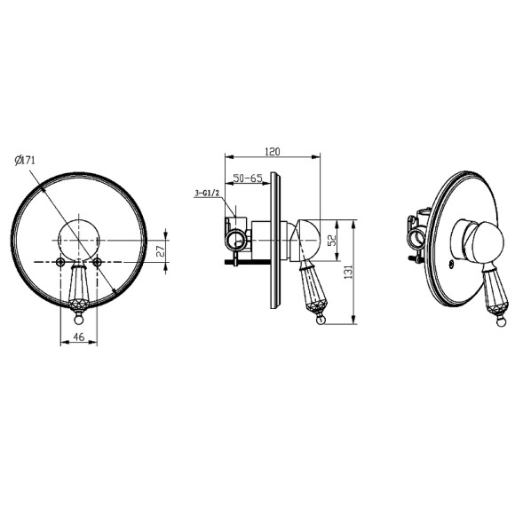 Смеситель для душа Boheme Imperiale Presente 325 Золото
