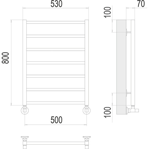Водяной полотенцесушитель Terminus Контур П7 500х800 4670078529657 Хром, нижнее подключение, G 1/2" ВР, с угловым соединением Водяной полотенцесушитель Terminus Контур П7 500х800 4670078529657 Хром, нижнее подключение, G 1/2" ВР, с угловым соединением