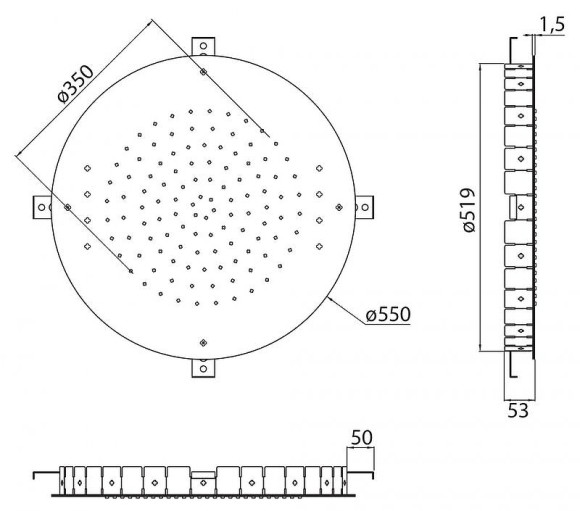 Верхний душ Cezares CZR-SDRH1-50-01 Хром