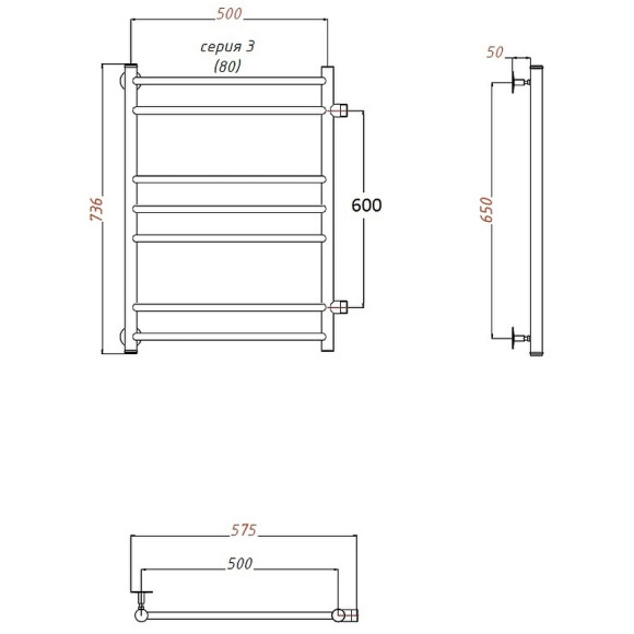 Водяной полотенцесушитель Тругор Аспект ПМ 3 60x80 Хром