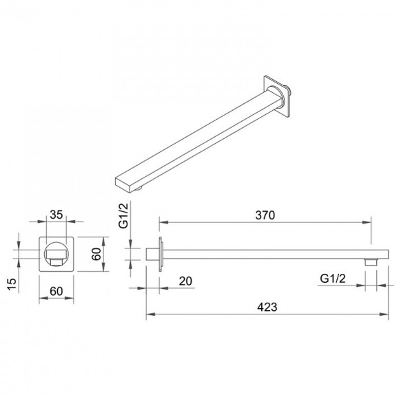 Кронштейн для верхнего душа Berges Ventas S Black 074008 Черный матовый