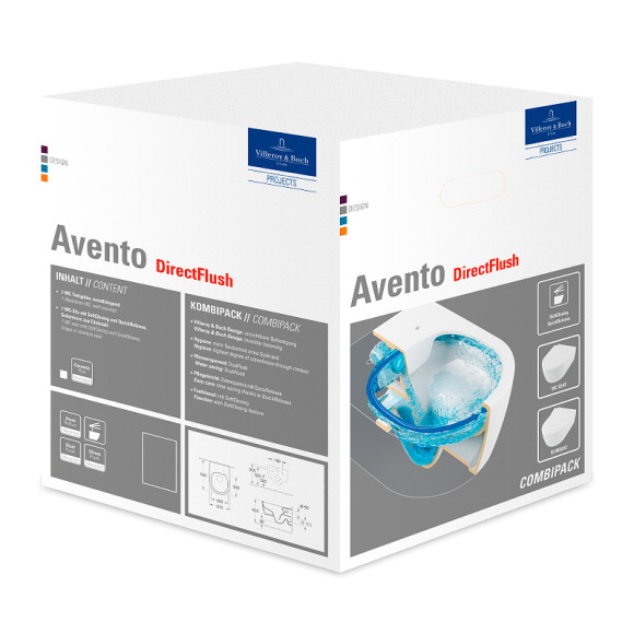 Унитаз Villeroy&Boch Avento 5656HR01 подвесной с сиденьем Микролифт Унитаз Villeroy&Boch Avento 5656HR01 подвесной с сиденьем Микролифт