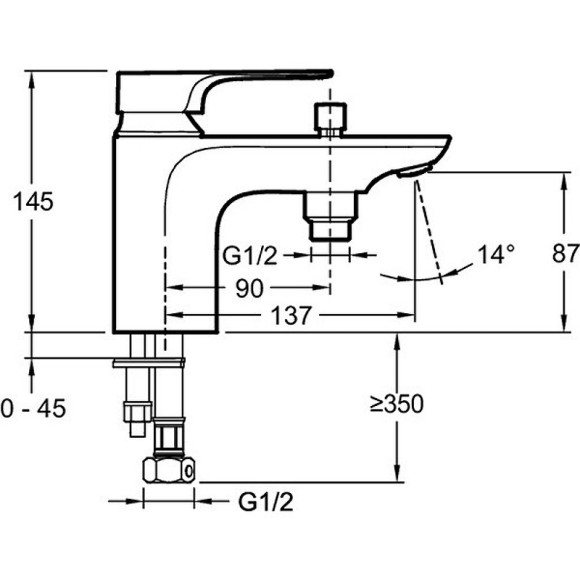 Смеситель для ванны Jacob Delafon Aleo+ E72321-CP Хром