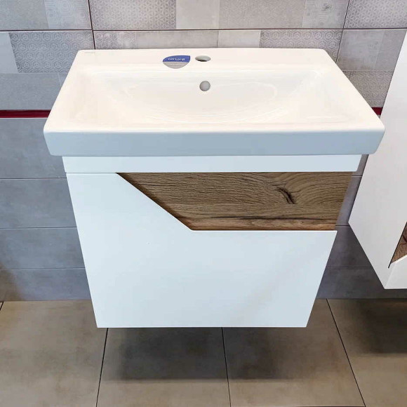 Тумба под раковину Бриклаер Брайтон 60 4627125415784 подвесная Белая матовая Дуб Кера Тумба под раковину Бриклаер Брайтон 60 4627125415784 подвесная Белая матовая Дуб Кера