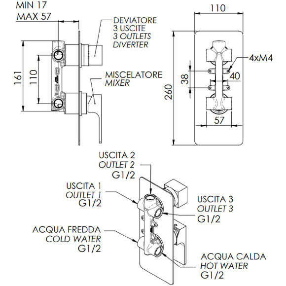 Смеситель для душа Remer Absolute AU93 Хром Смеситель для душа Remer Absolute AU93 Хром
