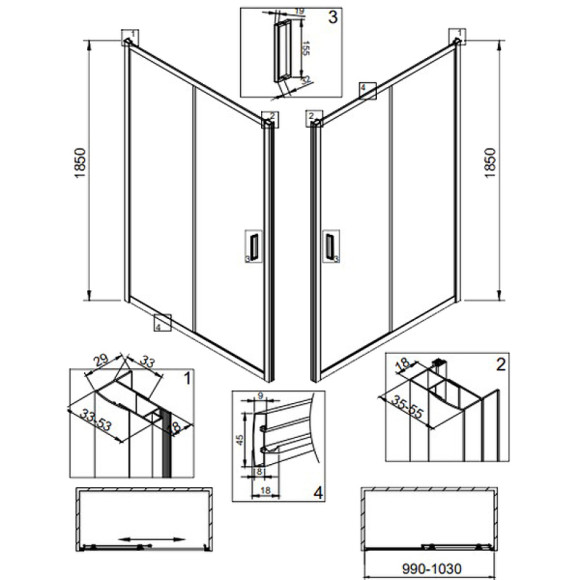 Душевая дверь Veconi Vianno VN-46 100 VN46-100-01-C5 профиль Хром стекло прозрачное Душевая дверь Veconi Vianno VN-46 100 VN46-100-01-C5 профиль Хром стекло прозрачное