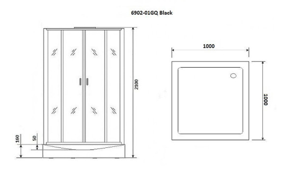 Душевая кабина Niagara Premium 100x100 NG-6902-01GQ Black с гидромассажем Душевая кабина Niagara Premium 100x100 NG-6902-01GQ Black с гидромассажем