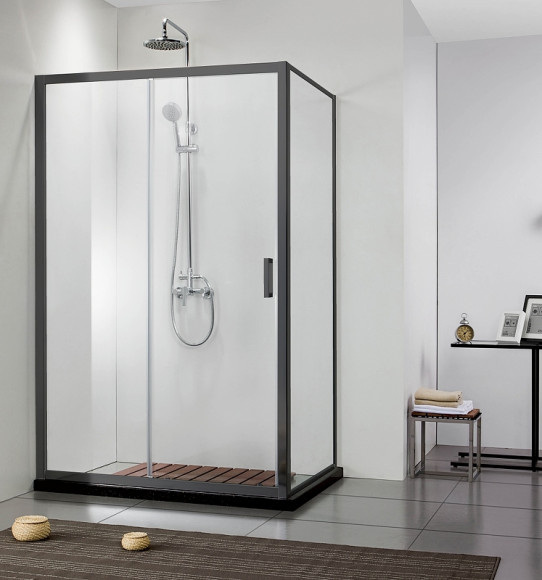 Душевая дверь Aquatek 120 AQ ARI RA 12020BL профиль Черный стекло прозрачное