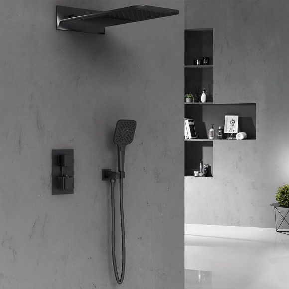 Душевая система Vincea VSFW-103TMB с термостатом Черная матовая Душевая система Vincea VSFW-103TMB с термостатом Черная матовая