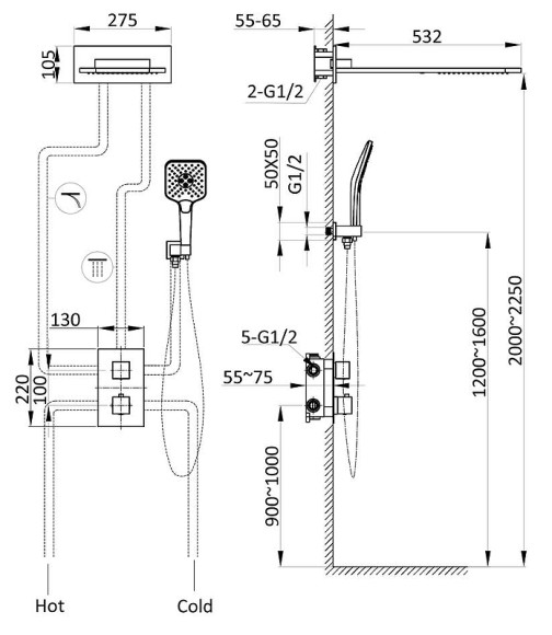 Душевая система Vincea VSFW-103TMB с термостатом Черная матовая Душевая система Vincea VSFW-103TMB с термостатом Черная матовая
