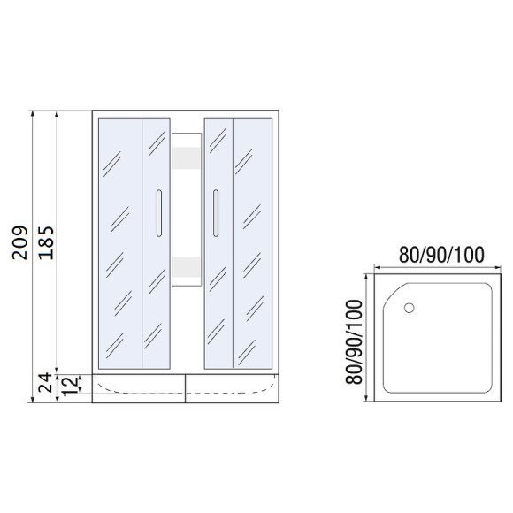 Душевой уголок River Morava XL 80x80 MT 10000008323 с поддоном