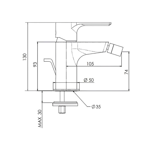 Смеситель для биде Remer Energy EY20NP Никель брашированный Смеситель для биде Remer Energy EY20NP Никель брашированный