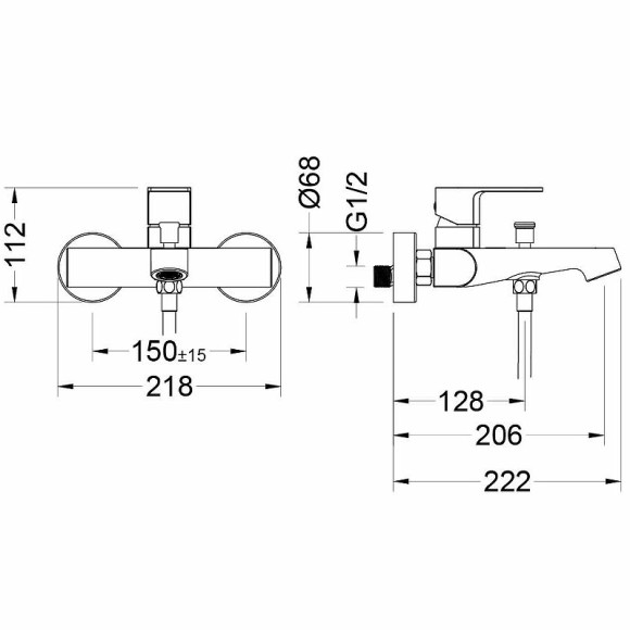 Смеситель для ванны Aquatek Оберон AQ1240MB Черный матовый
