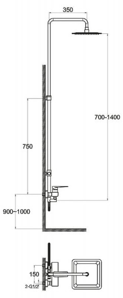 Душевая система BelBagno Carin CAR-DOCM-CRM Хром
