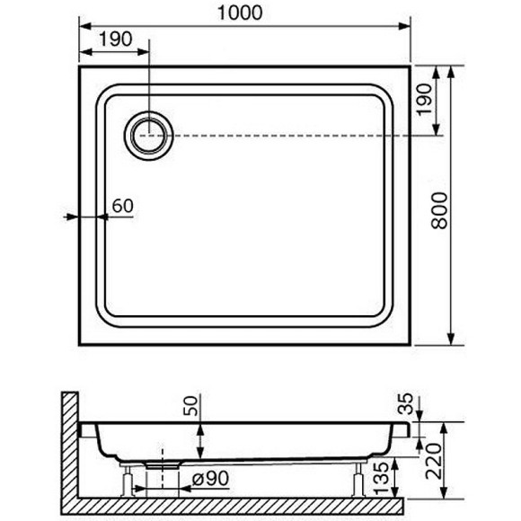 Акриловый поддон для душа RGW Acrylic Style 100x80 16180280-11 Белый Акриловый поддон для душа RGW Acrylic Style 100x80 16180280-11 Белый