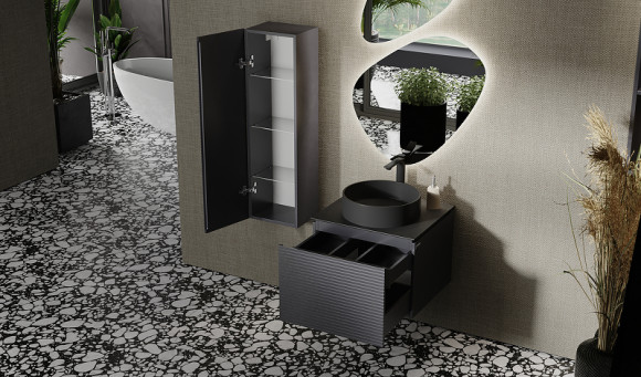 Тумба под раковину Jorno Stone 60 Stn.01.60/P/A/JR подвесная Антрацит