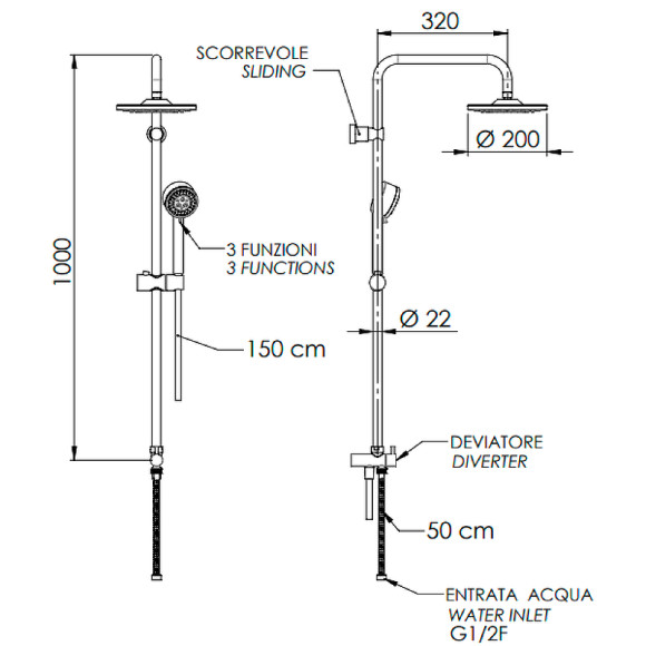 Душевая система Remer 330X9MOEC20NRA Хром Душевая система Remer 330X9MOEC20NRA Хром