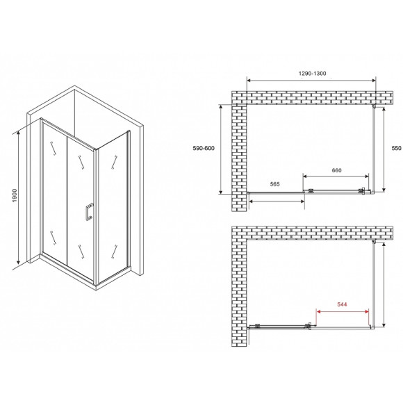 Душевой уголок Abber Schwarzer Diamant 130x60 AG301305-S605 профиль Хром стекло прозрачное Душевой уголок Abber Schwarzer Diamant 130x60 AG301305-S605 профиль Хром стекло прозрачное