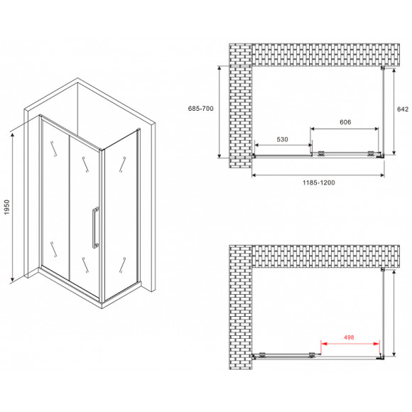 Душевой уголок Abber Schwarzer Diamant 120x70 AG30120BMH-S70BM профиль Черный стекло матовое Душевой уголок Abber Schwarzer Diamant 120x70 AG30120BMH-S70BM профиль Черный стекло матовое