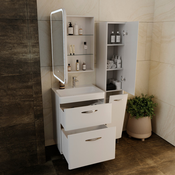 Зеркальный шкаф Style Line Каре 50 L СС-00002372 с подсветкой Белый Зеркальный шкаф Style Line Каре 50 L СС-00002372 с подсветкой Белый