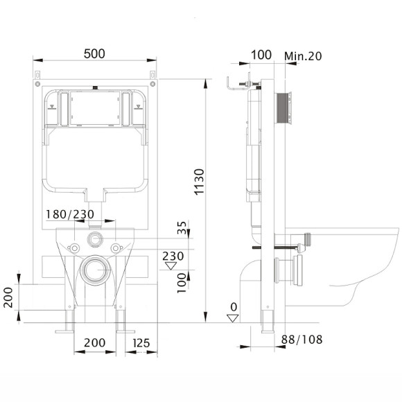 Инсталляция Aquatek INS-0000020 для унитаза без клавиши смыва