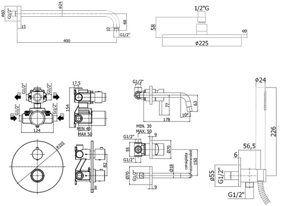 Комплект смесителей Paffoni Light KITLIQ018BO006 Белый матовый