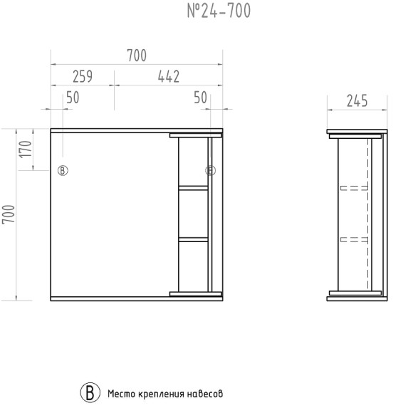 Зеркало со шкафом Vigo Callao 70 zsh.CAL.70.El с подсветкой Белое