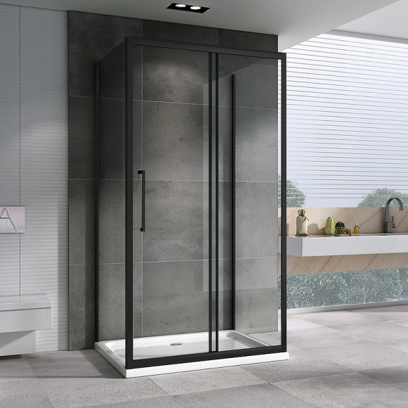 Душевой уголок Abber Schwarzer Diamant 140x75 AG30140BH-S75B-S75B профиль Черный стекло прозрачное Душевой уголок Abber Schwarzer Diamant 140x75 AG30140BH-S75B-S75B профиль Черный стекло прозрачное