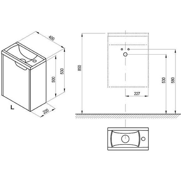 Тумба под раковину Ravak SD Classic 40 L X000001484 подвесная Белая глянцевая Тумба под раковину Ravak SD Classic 40 L X000001484 подвесная Белая глянцевая