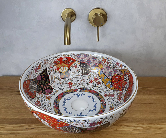 Раковина-чаша Bronze de Luxe Festival 40 2231 Красная с орнаментом Раковина-чаша Bronze de Luxe Festival 40 2231 Красная с орнаментом