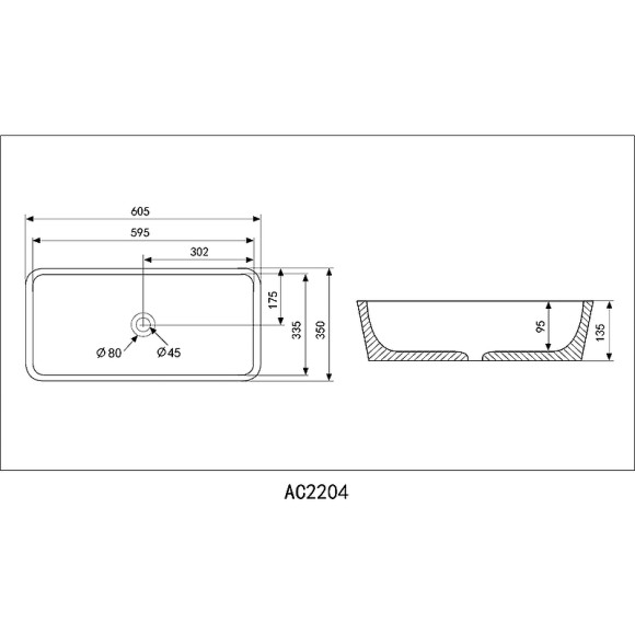 Раковина-чаша Abber Rechteck 60 AC2204 Белая