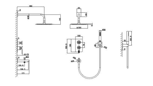 Душевая система Bronze de Luxe 1760'S Loft 6630SB Чёрная матовая Душевая система Bronze de Luxe 1760'S Loft 6630SB Чёрная матовая