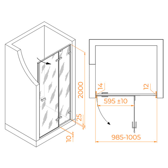 Душевая дверь RGW Stilvoll SV-004-B 100 353200410-14 профиль Черный стекло прозрачное