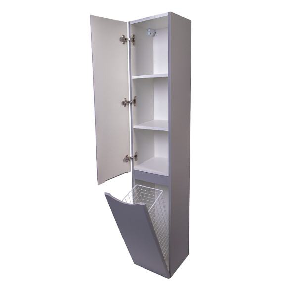 Шкаф пенал Style Line Бергамо 30 L СС-00002327 с бельевой корзиной Серый антискрейтч Шкаф пенал Style Line Бергамо 30 L СС-00002327 с бельевой корзиной Серый антискрейтч