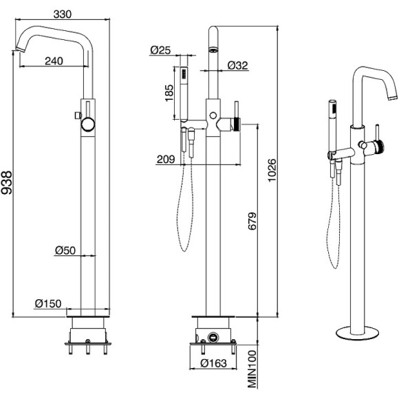 Смеситель для ванны Allen Brau Priority 5.31008-31 Черный матовый Смеситель для ванны Allen Brau Priority 5.31008-31 Черный матовый