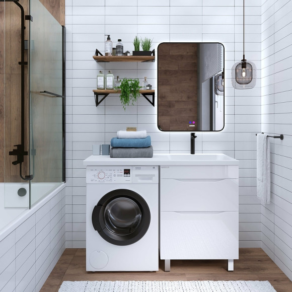 Раковина Grossman Madera Камилла 120 R 1101017 с местом под стиральную машину Белая Раковина Grossman Madera Камилла 120 R 1101017 с местом под стиральную машину Белая