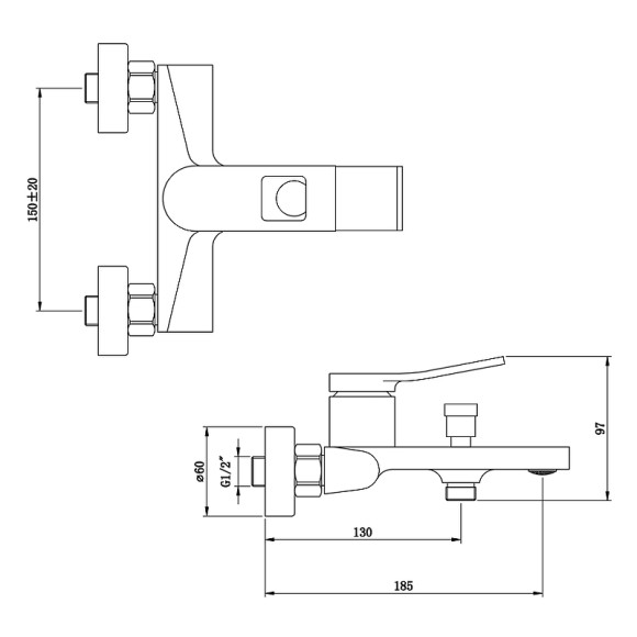 Смеситель для ванны Bronze de Luxe Element EL03GB Золото Черный матовый