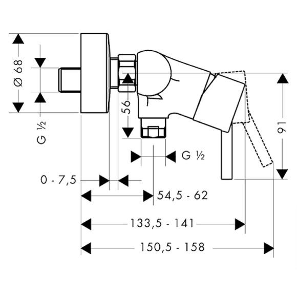 Смеситель для душа Hansgrohe Talis 32640000 Хром Смеситель для душа Hansgrohe Talis 32640000 Хром