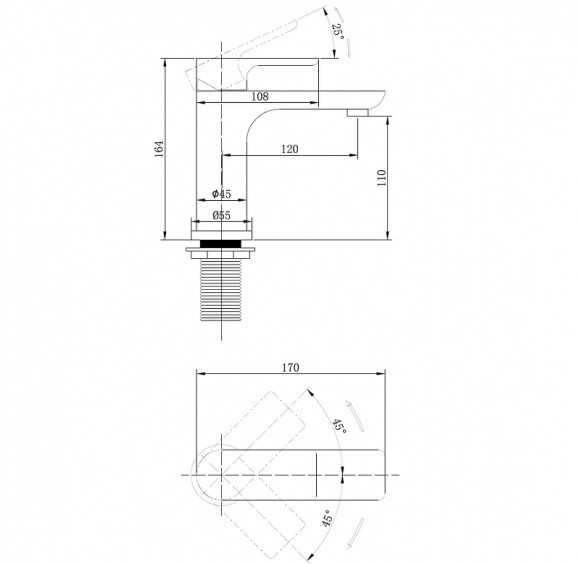 Смеситель для раковины Abber Weiss Insel AF8010B Черный матовый Смеситель для раковины Abber Weiss Insel AF8010B Черный матовый