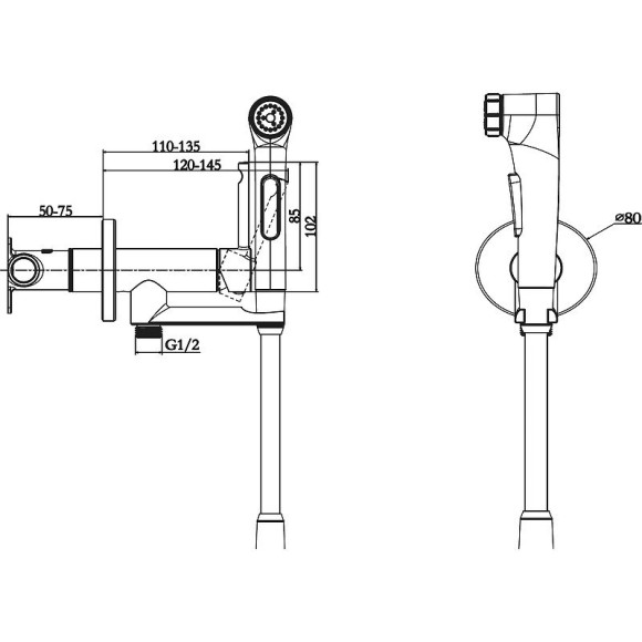 Гигиенический душ со смесителем Jacob Delafon Elate E28317-CP Хром