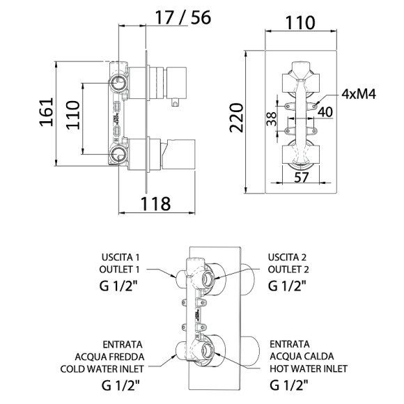 Смеситель для душа Remer Edge EG592 Хром Смеситель для душа Remer Edge EG592 Хром