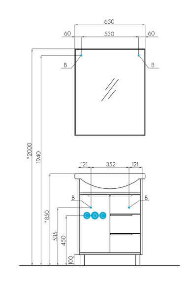 Зеркало Aquaton Рико 65 1A216402RI010 Белое
